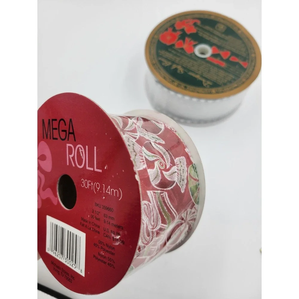 Christmas Ribbon Variety Of Different Themes & Sizes (LotOf 5)‎